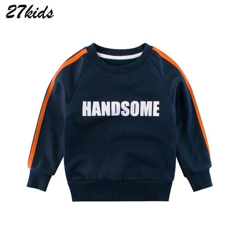 27kids Мультфильм Письмо Hansome Печати Мальчиков С Длинным Рукавом Футболка Для Весенних Детей Мальчиков Девочек Футболки Одежда - Цвет: 2937 black