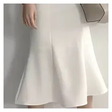 

2021NEW 2021 Spring Summer Women Fashion Office Lady Ruffles Skirt Solid Color High Waist Fishtail Flouncing Knee Length Skirts
