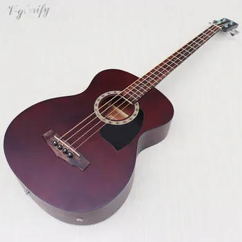 

full mahogany 4 string acoustic-electric bass guitar 43 inch purple matte finish full size acoustic bass guitar