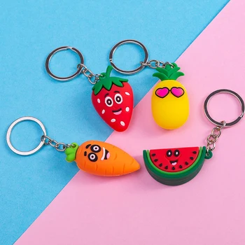 

Keychain Cute Bag Pendant Simulation Fruit Creative 3D Gift Key Ring Coin Purse PVC Soft Toy Pendant Keychain Cute Strawberry