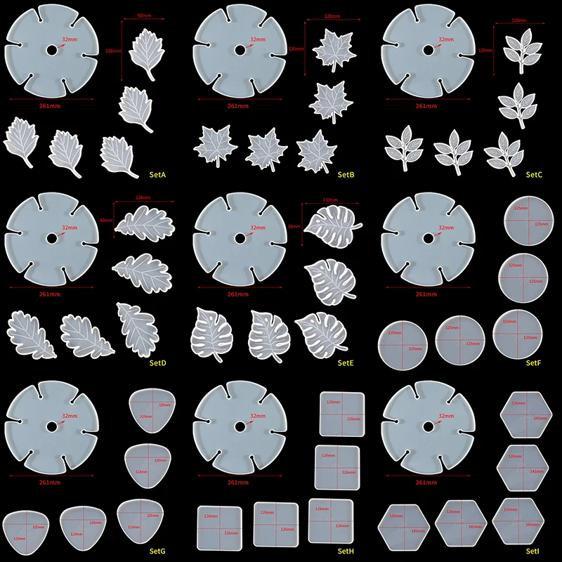 6 Piece Wine Glass Holder Molde Silicona Tray Bracket Resin Moulds Cup Rack Stampi Per Resina Leaf Geometrical Coaster Mold Set dm123 diy epoxy resin keychain coaster bookmark mold silicona resina lunar eclipse leaf tray epoxi transparente mould epoksi