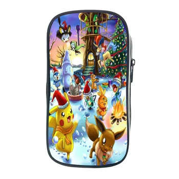 

2019 Christmas Gift Cute Kids Pencil Bag Christmas Pokemon Pencil Case Pikachu School Bags Boys Girls Students Eevee Pen Bag