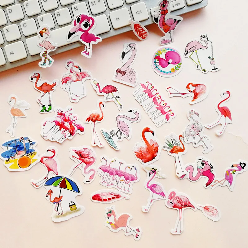 

Cute Kawaii Cartoon Animal Flamingo Decorative Stationery Handmade Adhesive Paper Flake Stickers DIY Diary Album Scrapbooking