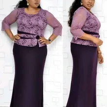 Осеннее элегантное модное Стильное Африканское женское кружевное длинное платье с круглым вырезом размера плюс XL-4XL