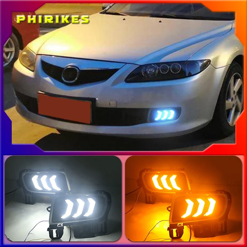 

2pcs For Mazda 6 Mazda6 2005-2009 LED DRL Daytime Running Light Daylight Waterproof Turn Signal lamp