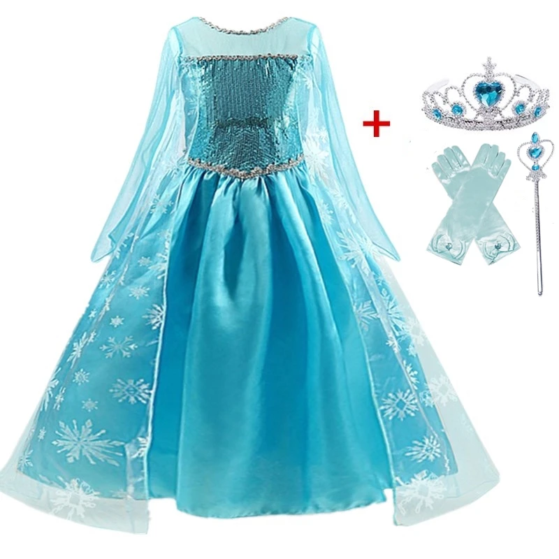 Нарядное платье Эльзы для девочек 3, 6, 8, 10 лет, Детские платья для девочек, маскарадный костюм принцессы Анны для Хэллоуина Одежда королевы Эльзы, Vestido - Цвет: B
