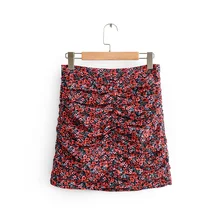 Женская винтажная мини-юбка с цветочным узором и боковой молнией, стильная женская уличная одежда, шикарные трапециевидные юбки mujer