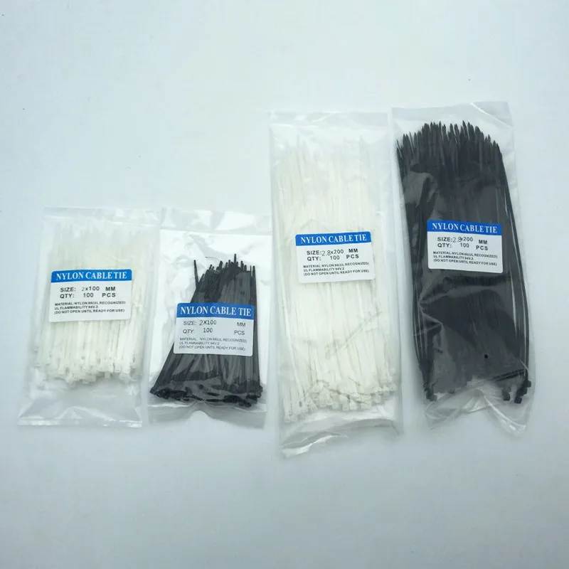 Nylon Cable Ties Cable Ties 100Pcs 2mm 3mm Self-locking Plastic Nylon Cable Ties 2*100mm 3*200mm