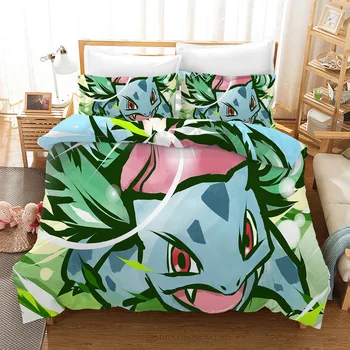

3D Pikachu Pokemon Print Bedding Set Duvet Covers Pillowcases One Piece Comforter Bedding Sets Bedclothes Bed Linen 03