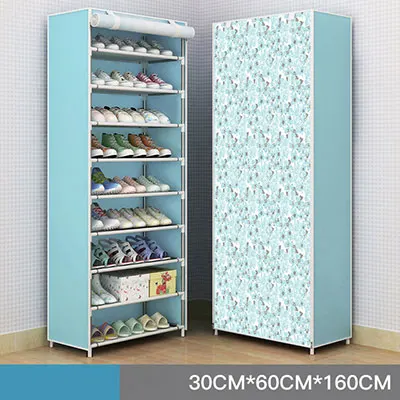 Многослойная Нетканая стойка для обуви пылезащитный шкаф для обуви утолщенный увеличивающий комбинированный шкаф для хранения обуви на молнии - Цвет: 10 layer green flowe