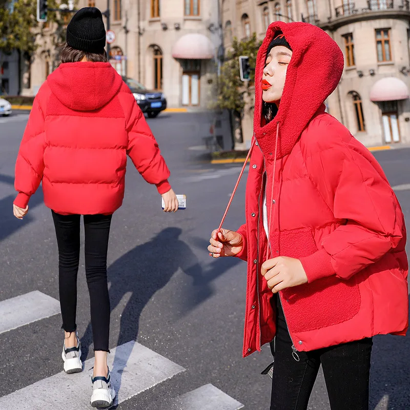

Cotton Overcoat Women's 2019 New Style Korean-style Fashion Casual Versatile Loose-Fit Slimming ke li rong Joint Hooded Cotton C
