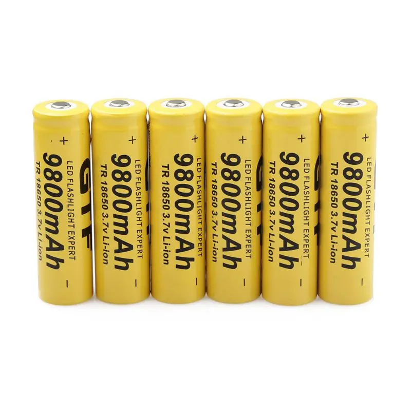 6pcs GTF 3,7 V 18650 9800mAh литий-ионная аккумуляторная батарея 18650 батарея аккумуляторная батарея для фонарика фонарь аккумулятор батареи - Цвет: 6pcs