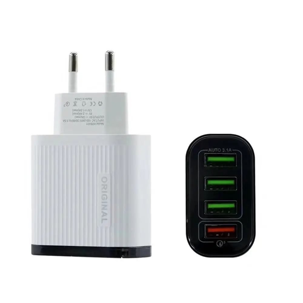 US EU Plug 4 Port Fast Quick Charging QC 3.0 USB Hub Wall Charger 6.1A Power Adapter Battery male electrical plugs charger#921 - Цвет: EU