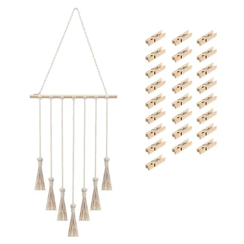 

Macrame Wall Hanging Pictures Organizer Hanging Photo Display Bohemian Decorative Handmade Boho Textile for Home Decor