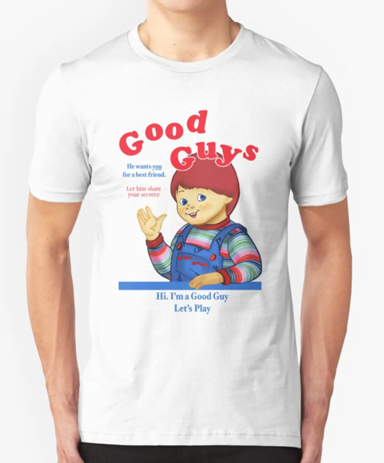 Футболка с надписью GOOD GUYS CHUCKY CHILDSPLAY ужас культ 80 фильм День рождения крутая