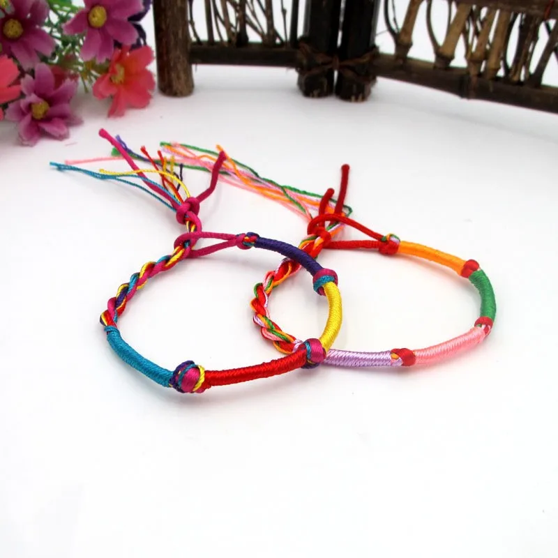 

10 Pieces/Set Random Colour Rope Chain Bohemian Bracelet Vintage Boho New Bracelet for Women Chic Girl Pulseras Drop Shipping