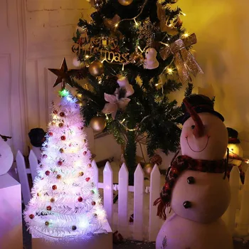 

Foldable LED Christmas Tree White Sisal Silk Decoration Small Snow Frost Pine Tree Craft Desktop Christmas Decoration #