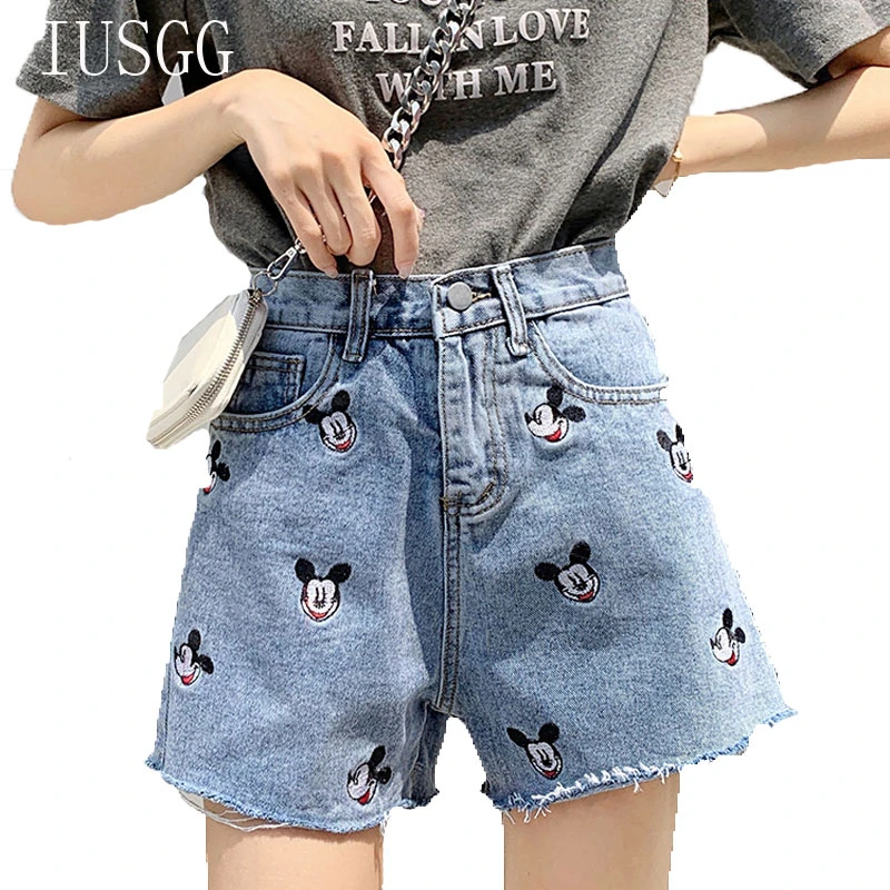 denim mickey shorts
