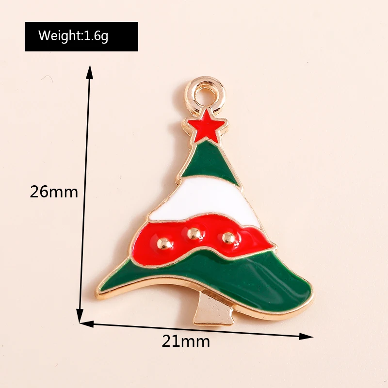 Leslie 10 Stück Mix Emaille Weihnachtsbaum Charms Niedlicher Kiefernbaum Anhänger für Schmuckherstellung Diy Ohrring Halskette Herstellung Zubehör – Detail 9