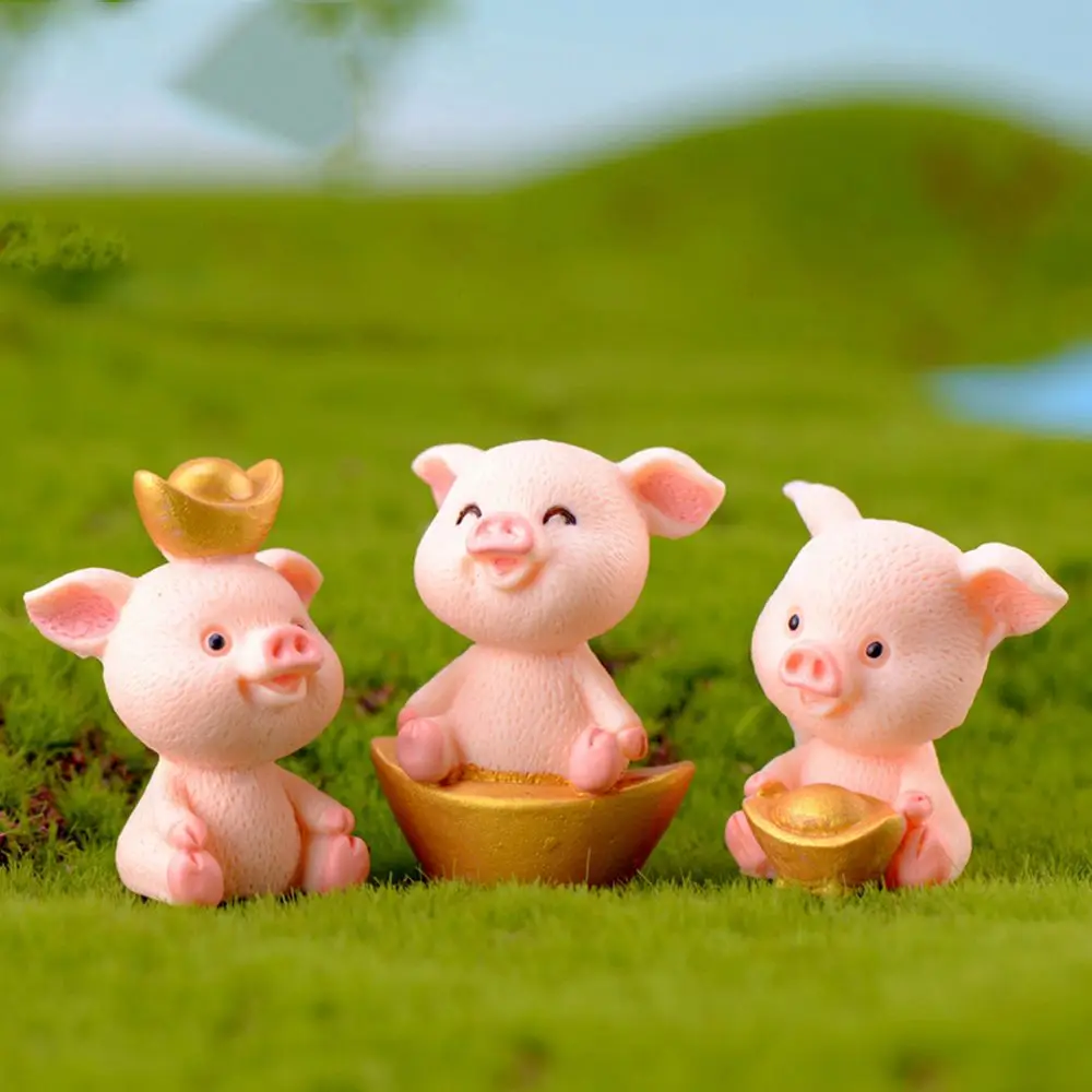 1 шт. миниатюрные фигурки свиньи Aborable фигурки животных игрушки Lucky Piggies украшения торта смолы DIY поделочный материал декор