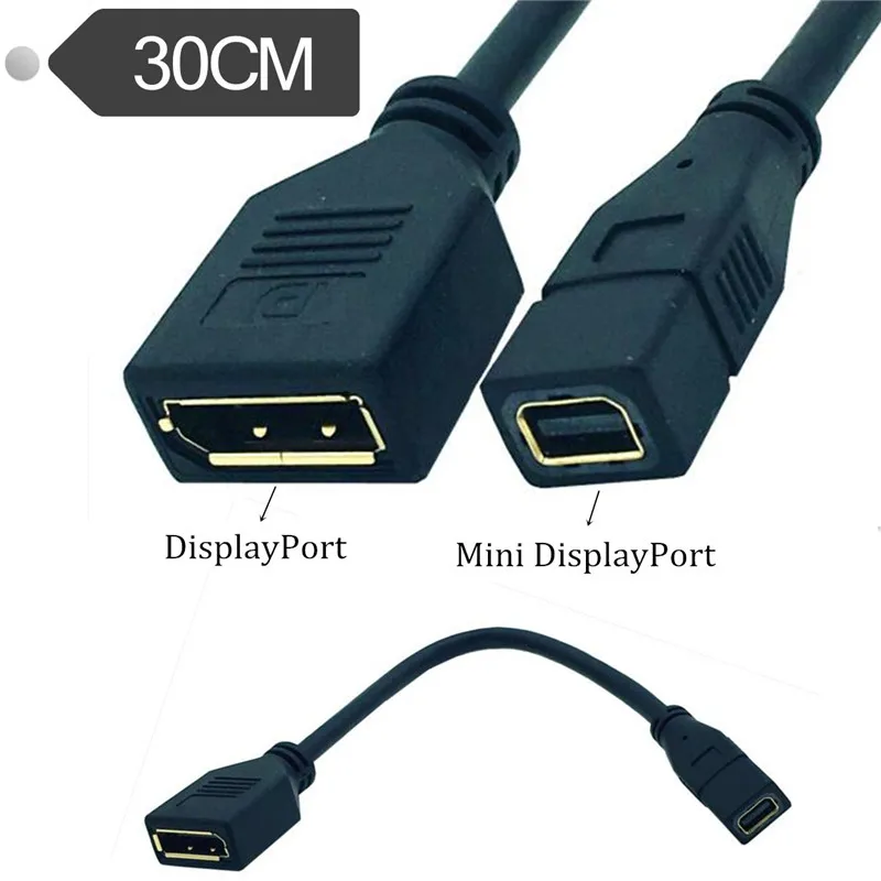 

DP DisplayPort Female Socket Panel Mount to Mini DisplayPort Female Video Cable