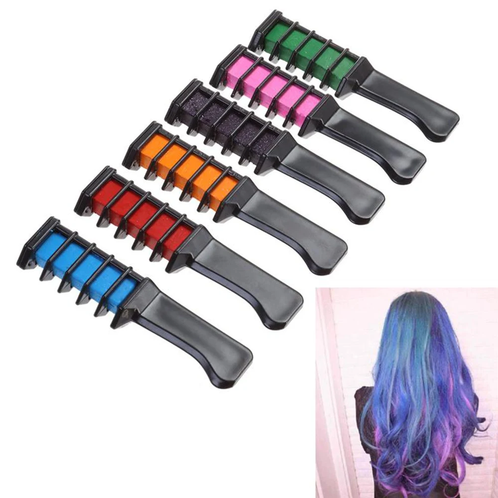 Disposable Fashion 6 Color Temporary Hair Chalk Comb Dye Cosplay Colorful Styling Dyeing Pigment Small | Красота и здоровье
