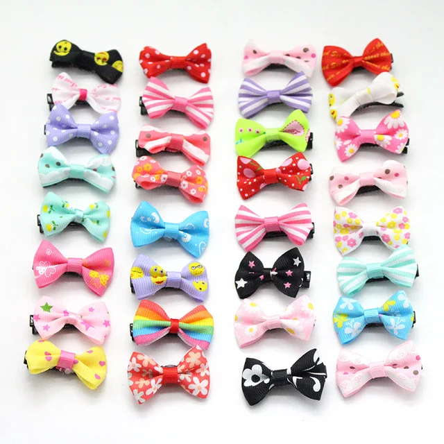 100pcs/ Lot Hair Accessories Small hair clips for girls Mini 3cm Bow Sweet Printing Baby Girl Kids Hairpins Children Barrette 6