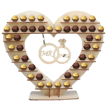 

Wooden Heart Chocolate Stand Birthday Party Wedding Anniversary Decor Chocolate Rack Display Holder Candy Snacks Shelf