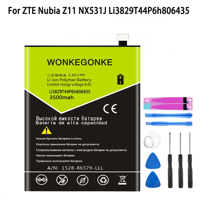 Аккумулятор WONKEGONKE для ZTE Nubia Z11 NX531J M2 lite Li3829T44P6h806435|Аккумуляторы мобильных