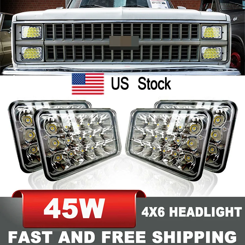 4X6 светодиодный фары в сборе заменить H4651 H4656 лампы для кВт грузовик Kenworth Peterbilt 379