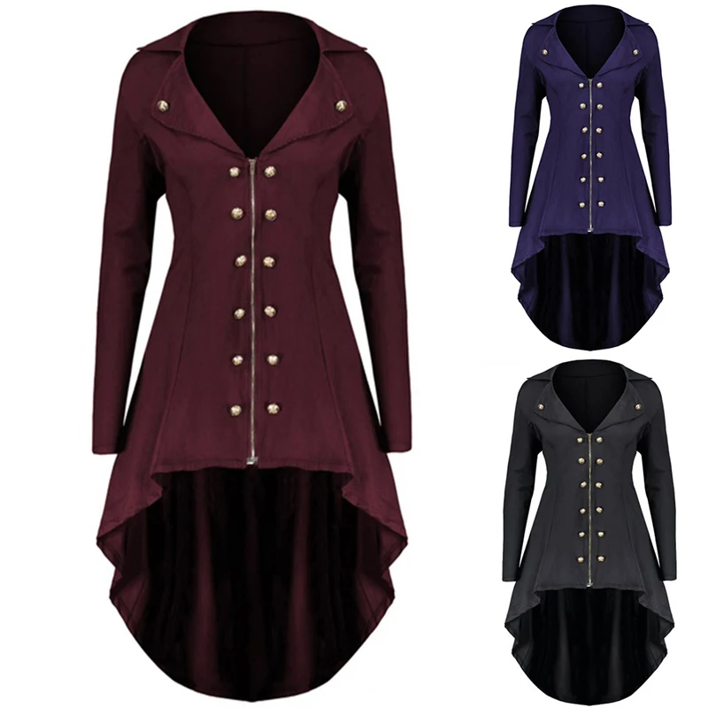 Sfit Rambling Popular Vintage Womens Steampunk Victorian Swallow Tail Long Trench Coat Jacket Thin Outwear Windbreaker Jacket
