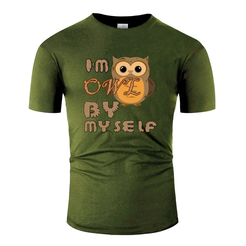 Забавная супер футболка с надписью «i'm owl by Yourself», белая, размера плюс, 3xl, 4xl, 5xl, Kawaii, Мужская футболка, известный круглый воротник, хип-хоп
