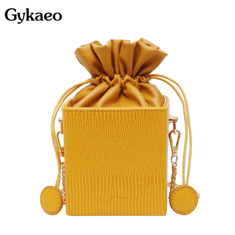 Gykaeo, модные женские кошельки с завязками, сумки, маленькие женские сумки с клапаном, сумки в форме коробки, сумки через плечо для женщин