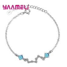 Браслеты для женщин в восточном стиле из стерлингового серебра 9325 пробы, красивый голубой кубический циркон, изящные звенья цепи, мини бусы, Женские Ювелирные изделия для девушек