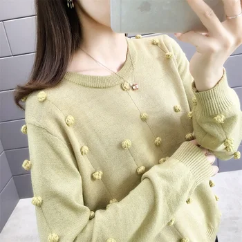 

Sweater Women Sweater Autumn New Round Neck Bright Knitwear Small Ball Sleeve Women's Clothing 43 -- 2 Floors, 6 Rows, Shelves