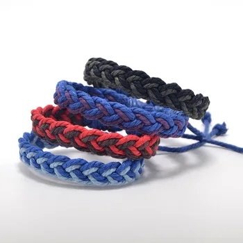 Meetvii Vintage Blue Cotton Rope Bracelet for Women Men Lucky Weave Twist Adjustable Handmade String Bracelet Couple Jewelry