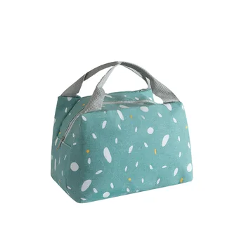 

Cooler Insulated Carry Fashion Tote With Handle Big Zipper Picnic Wear Resistant Women Cotton Linen Lunch Bag Storage