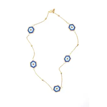

ZHONGVI Blue Evil Eye Necklace Insta Fashion Gold Chain Women Kolye Jewelry Handmade Gift Choker MIYUKI Necklaces