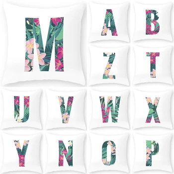 

1pcs Simple Flower English Letter Alphabet Cushion Cover Polyester Throw Pillowcase Sofa Home Decorative Pillow Covers 40866