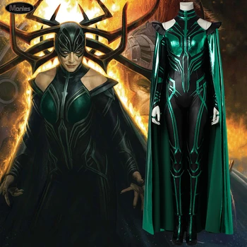 

Hela Cosplay Costume Thor Ragnarok Cosplay Movie Thor 3 Halloween Costumes For Women Custom Fancy Boots Adult Jumpsuit Cape