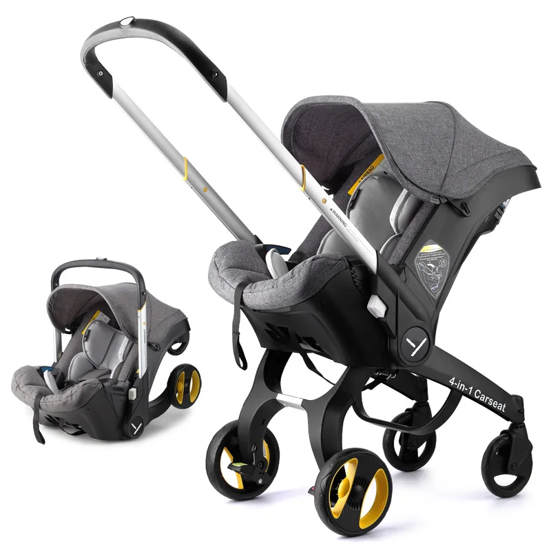 

4 In 1 Baby Stroller Newborn Sleep Basket Foldable Baby Carriage High Landscape Stroller Jogging Stroller with Car Seat