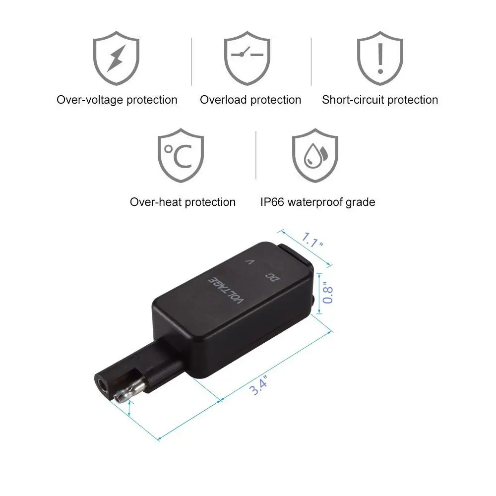 SAE-USB адаптер с вольтметром для мотоцикла, БЫСТРОРАЗЪЕМНАЯ вилка с водонепроницаемым двойным USB зарядным устройством для смартфона, планшета, gps