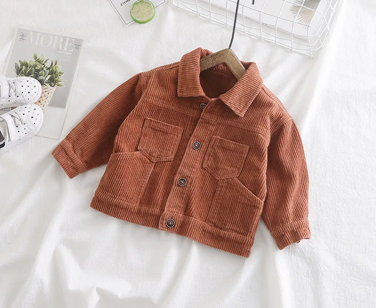 Autumn winter children's clothing jacket boys girls warm jacket children's baby rabbit plush thick coat lapel corduroy coat