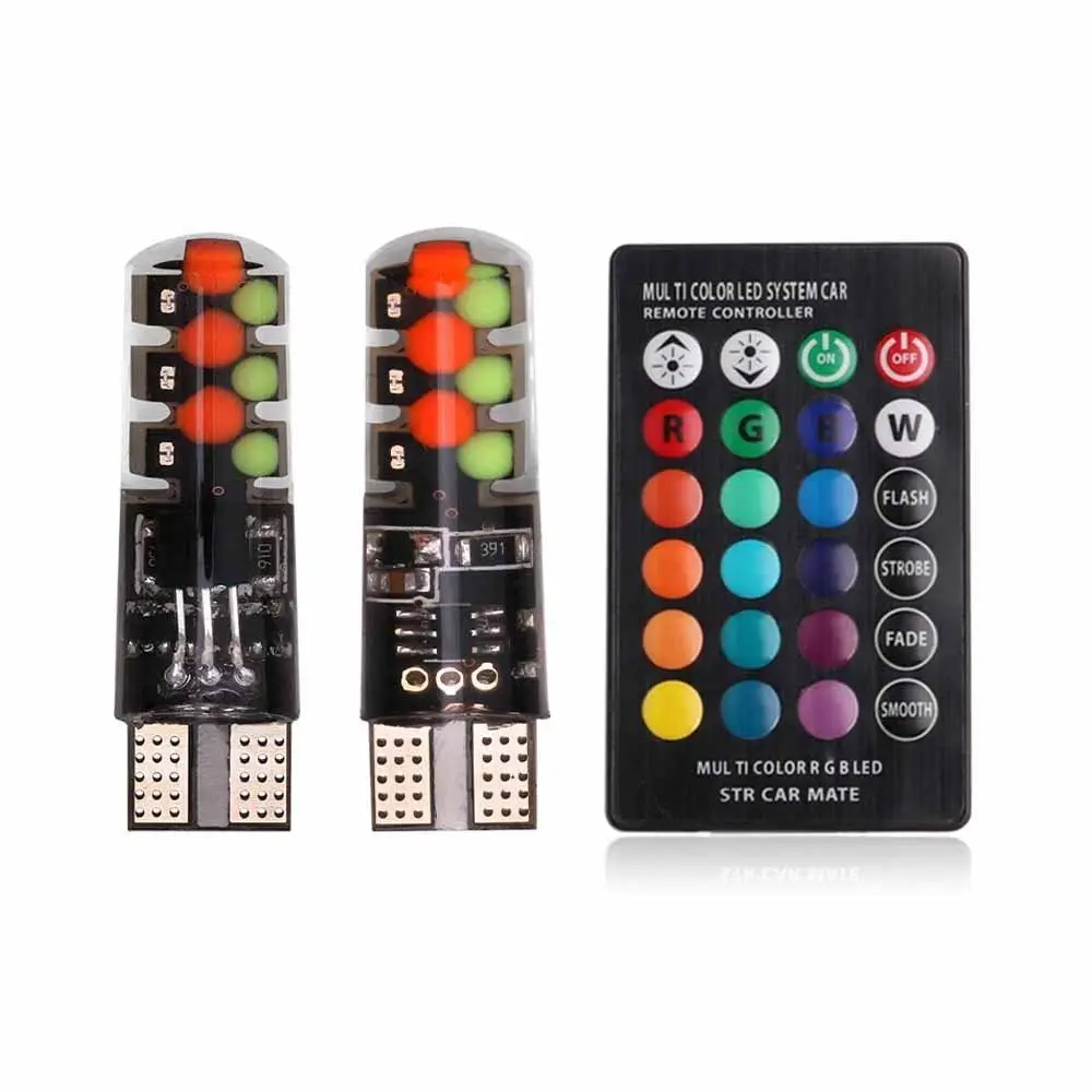 

Silicone New T10 RGB Cob Side Lamp Colorful Flash Lamp Multi Mode Vehicle Driving Bulb Car Accessories Led Lights for Car