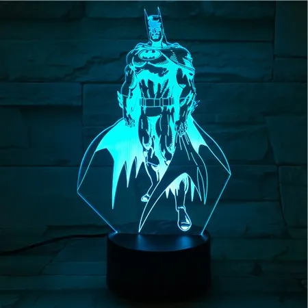3D лампа DC comics Justice league Бэтмен на батарейках, меняющая цвет, с пультом дистанционного управления для внутренней отделки, светодиодный Ночной светильник, лампа