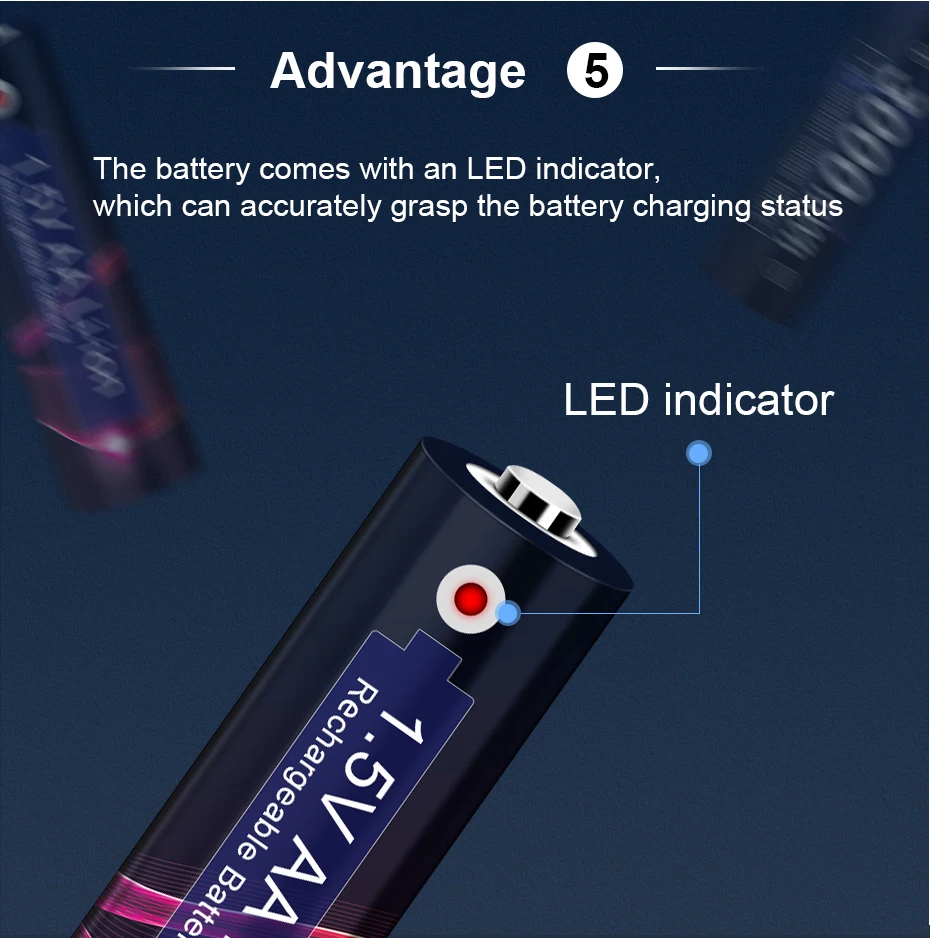 Batería recargable de iones de litio, pila AA de 1,5 V, 3000MWh, 1,5 V, AA, 1,5 v - Imagen 2