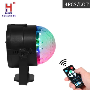 

Mini Rgb Led 3W Crystal Magic Rotating Ball Stage Effect Light With Remote Professional Stage Lighting (4Pcs/Lot)