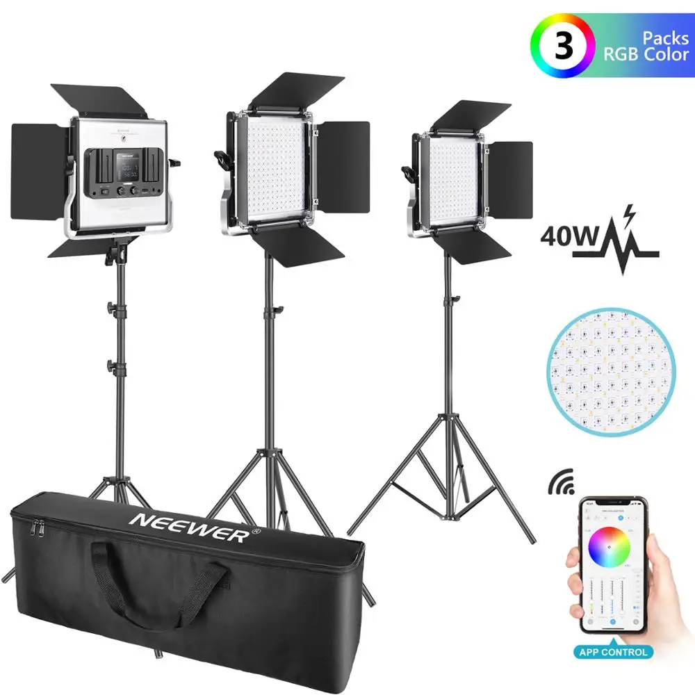 Neewer 660 RGB LED 3-Light Kit with Stands 10096836 B&H Photo