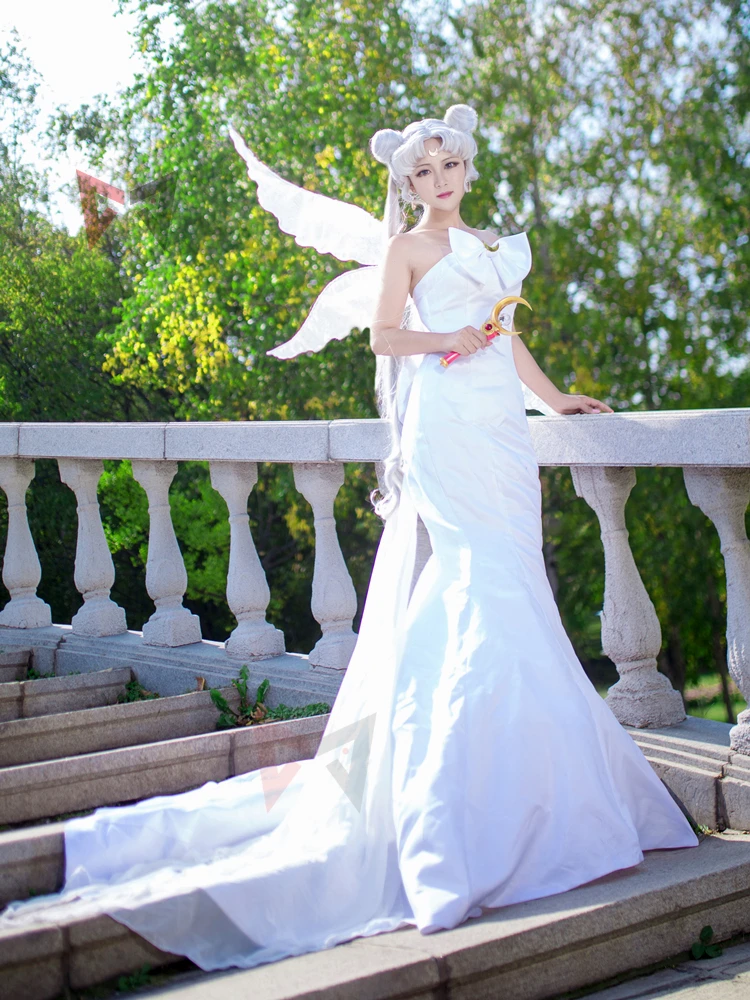 Disfraz de Sailor Usagi para Cosplay, conjunto de vestido de boda