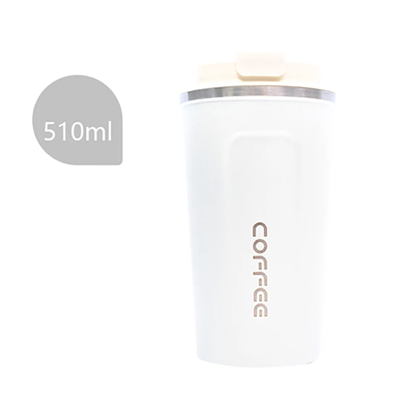 GUNOT Creative Coffee Pot Coffee Kettle With Lid Stainless Steel Coffee Mug Water Bottle Thermo Reusable Car Filter Fold Cup - Color: White510ml